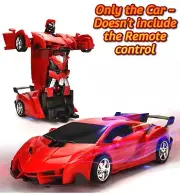 Remote Control RC Car Deformation Robot Transform Toy Car for Kid (Red)