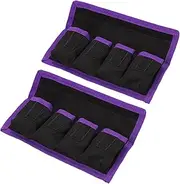 uxcell Camera Battery Pouch Cases, 4 Pocket Nylon DSLR Battery Case Holder Storage Bag for AAA Battery and LP-E6 LP-E8 NP-FW50 EN-EL14 EN-EL15 Battery (Purple)