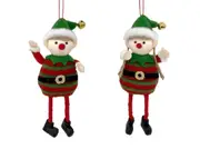bulk 24 Xmas Hanging Snowman 2 Assort Decoration 5x17cm
