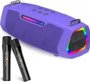 Karaoke Machine with Two Wireless Microphones - Portable 60W Powerful Bluetooth