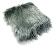Faux Fur Long Hair Throw Rug 2 Tone Silver Grey