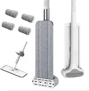 Uandhome 360° Rotatable Cleaning Flat Mop,Self Wringing Mops for Wet & Dry Use, Hands-Free Microfiber Mopes for Floor,Hardwood Cleaning (with 6 Mop Pads-36CM)