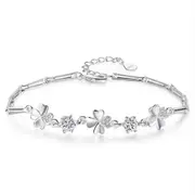 2PCS Copper Bracelet Fashion Jewelry Flower Pattern Retro Simple Spring Buckle Bracelet