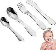 Utensils for Kids - Reusable Metal Children Cutlery - Stainless Steel Kitchen Supplies, Portable Eating Tool for Home, School, Travelling