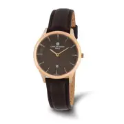 Charles Hubert Ladies Pink Finish Stainless Brown Dial Watch