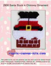 Santa Stuck in Chimney Ornament- Plastic Canvas Pattern or Kit