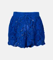 [Farm Rio] Farm Rio Floral lace cotton shorts AU 12 blue