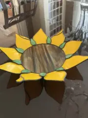 Stained Glass Sunflower Decorative Centerpiece Dish Handcrafted Usa By Studio27
