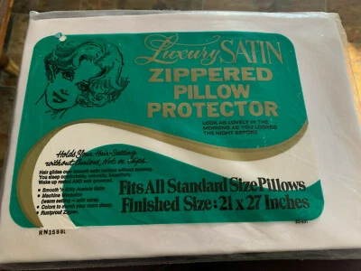 VTG LUXURY SATIN ZIPPERED PILLOW PROTECTOR CASE Standard size HOLD HAIR SETTING