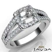 Halo Round Semi Mount Split Shank U Cut Prong Diamond Engagement Ring 0.75Ctw.