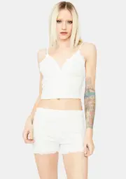 Kiss Me Softly Lace Trim Shorts Set