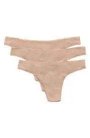 On Gossamer 3-Pack Mesh Thongs in Champagne at Nordstrom, Size Large