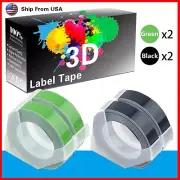 (2Green+2Black) Label Tape for Dymo S0720020 1540 Dymo 1595GY Makers