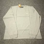 Stussy Stock LS Crew Tee Mens XXL Grey Heather Logo Embroidered Long Sleeve NWT