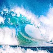 Ocean Wave Hawaiian Ice North Shore Oahu Surf Fabric Quilt Square Panel