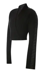 [ALAÏA] Pin-Detailed Wool-Blend Cropped Wrap Jacket