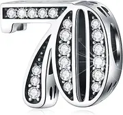 [CRISNATA] 5,10 to 50 52 55 56 60 65 70 75 80 Birthday Charms fits European Anniversary Bracelets, 925 Sterling Silver Number Charms with Clear CZ Stones, Gifts for Family/Lover/Friends