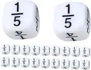 Abaodam 20pcs Mathematics Game Dice Math Teaching Place Value Dice White Fraction Class Polyhedral Multifunctional Classroom Numbers Math Teaching Supplies Learning Aid White Plastic
