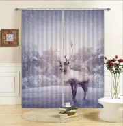 3D Snow Reindeer68 Blockout Photo Curtain Print Curtains Drapes Fabric Window AU
