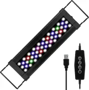 Fish Tank Light, 10W USB Full Spectrum Aquarium Light with Timer for 30-55CM Fi