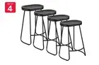 Set of 4 Shangri-La Lewis Bar Stools (Black), Benches, Stools & Bar Stools,