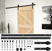 vidaXL Solid Pine Wood Sliding Door with Hardware Kit - Natural Finish - Customizable Wooden Door for Home Security - 90 x 210 cm