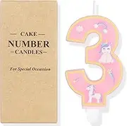 Birthday Candles Numbers 3, Unicorn Gifts for 3rd Birthday Girls, Unicorn Cake Decoration Birthday Decoration, Unicorn Decoration Children's Birthday Candles Birthday Cake Decoration Birthday
