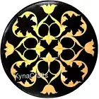 Round Marble Coffee Table Top Unique Pattern Inlay Work Side Table for Office