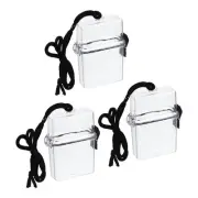 3pcs Waterproof ID Card Badge Holder Floating Sports Case with Lanyard, White
