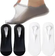 [Generic] Zeanaturals Ultra Thin Liner Non Slip No Show Socks, Soft Breathable Ice Silk Sock, Unisex Low Cut Liner Sock, 4pairs-j, One Size