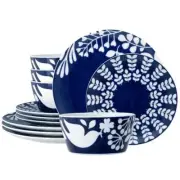 Noritake Dinnerware Set 12-Piece Dishwasher Safe Porcelain Blue (Service for 4)