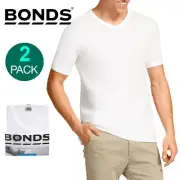 Bonds 2 Pack V Neck Raglan Blank Plain Mens White T‑shirt Tee Top Soft Cotton