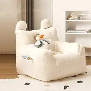Bean Bags Bean Bag Chair for Kids - Stuffed Animal Storage Bean Bag - Children Sofa Cute Small Bean Bag Chair with Filling Fleece Floor Seat Armchair Boy Girl Bedroom Couch Kids Furniture (Color : Wh