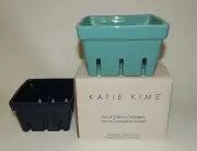 Katie Kime Navy & Turquoise Berry Basket Colander Set NEW IN BOX