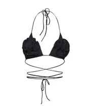 Magda Butrym Floral Strappy Triangle Bikini Top FR36 Black