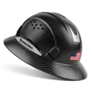 Full Brim Hard Hat Vented Construction Safety Matte Black Graphite Pattern
