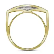 10kt Yellow Gold Mens Round Pave-set Diamond Rectangle Cluster Ring 1.00 Ct