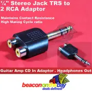 1/4" MALE TRS 6.5mm Stereo Jack to 2x RCA FEMALE Mono Adapter Splitter