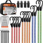 HORUSDY 28-Piece Premium Bungee Cords with Hooks, Includes 10”, 18”, 24”, 36”...
