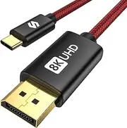 USB C to Display Port 1.4 Cable 2m [8K@60Hz, 4K@144Hz, 2K@240Hz], Silkland 5K Type C to DP Cable, [32.4 Gbps, Thunderbolt 4/3 Compatible] for MacBook Pro/Air M3 M2 M1, Mac Mini, iPad Pro, XPS 15