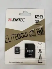 Emtec Micro-SD XC Class10 Elite Gold 128GB 85MBs Full HD Video + SD Card Adapter