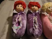 Girl's Cabbage Patch Kid Slippers Purple Plush Red Hair Size2/3 Vintage '84 shoe