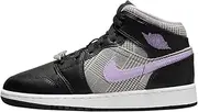 [Nike] Jordan Girl's Air Jordan 1 Mid (Big Kid) Black/Lilac/White/Metallic Silver (DC7226-015, Numeric_4_Point_5)