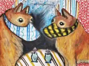 FINNISH SPITZ Quarantine ACEO PRINT Dog Mini Pop Art Card 2.5 X 3.5 KSAMS