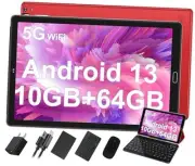 2025 Tablet 10 inch Android Octa-Cores 10GB RAM 64GB ROM (TF 1TB), WiFi G2Red