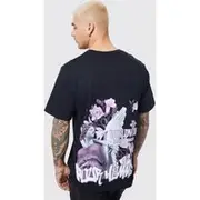 Mens Black Worldwide Cherry Blossom Back Graphic T-shirt