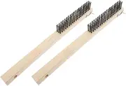 HEMOTON Stainless Steel Wire Brush for Pizza Stone BBQ Grill Comfortable Wood Handle