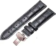 [WAHRE] Genuine Leather Watchband Fit for Tissot Fit for Le Locle T41 T006 PRC200 Watch Strap 18 19 20 21 22mm Wrist Belt Bracelet 1853 Watch Band(Black Gold Clasp,18mm)