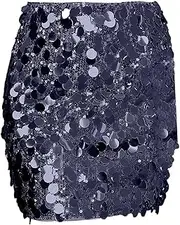 [Generic] Fashion Waistband Skirt Women Stretchy Bodycon Mini Skirts - Sexy Sparkly Sequin Skirt Glitter Shiny Pencil Skirt Night Out for Women - Womens Night Club Streetwear Bodycon Party Glitter Skirts
