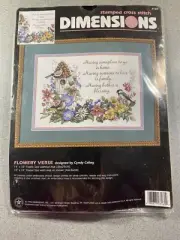 DIMENSIONS Stamped Cross Stitch Kit # 160 Flowery Verse SEALED -BRAND NEW